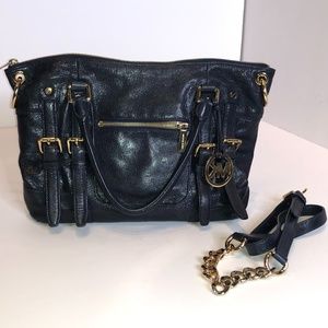 Michael Kors Navy Blue Leather Buckle Messenger